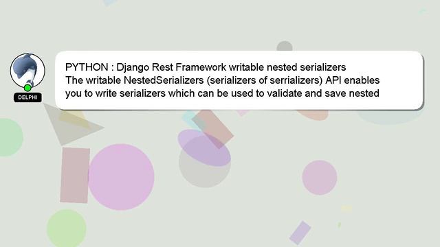 PYTHON : Django Rest Framework writable nested serializers смотреть онлайн