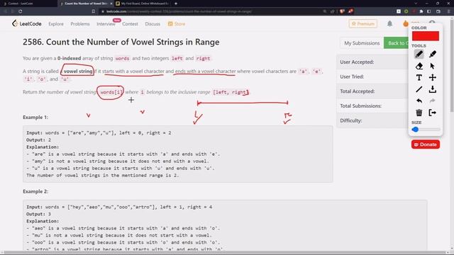 2586. Count the Number of Vowel Strings in Range - JAVA (Weekly Contest 336) смотреть онлайн