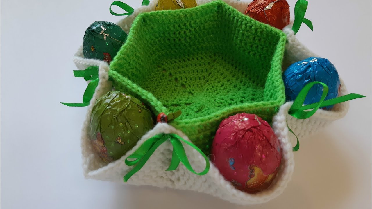 Пасхальная корзинка крючком_ Поделка к пасхе. смотреть онлайн