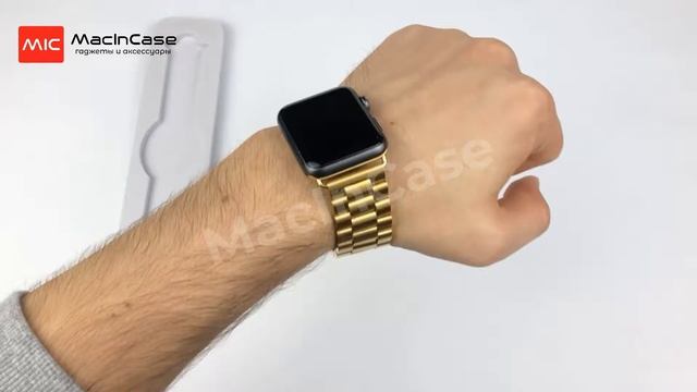 Металлический ремешок STR 3 Bead Metal Band for Apple Watch Gold смотреть онлайн