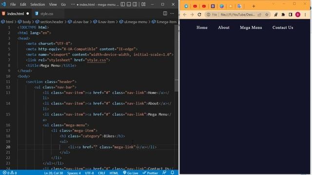 Responsive Mega Menu Design Using HTML & CSS - Step By Step| Rz Education смотреть онлайн