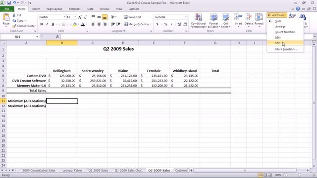 Excel 2010 - AutoSum смотреть онлайн