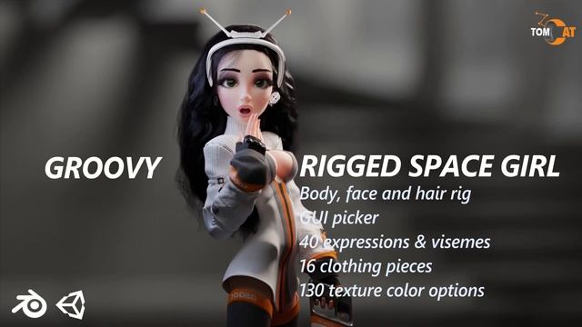 Groovy Space Girl - Rigged character for Blender and Unity смотреть онлайн