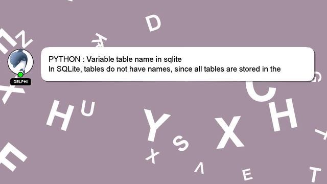 PYTHON : Variable table name in sqlite смотреть онлайн