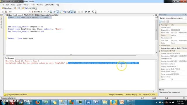 Insert value in Identity column in SQL server смотреть онлайн