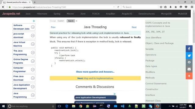 General practice for releasing lock while using Lock implementation in Java.
| javapedia.net смотреть онлайн