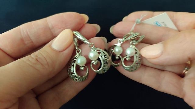 В536. Серебро 925 черненое с жемчугом. Жемчуг натуральный культивированный. Свободная продажа. смотреть онлайн