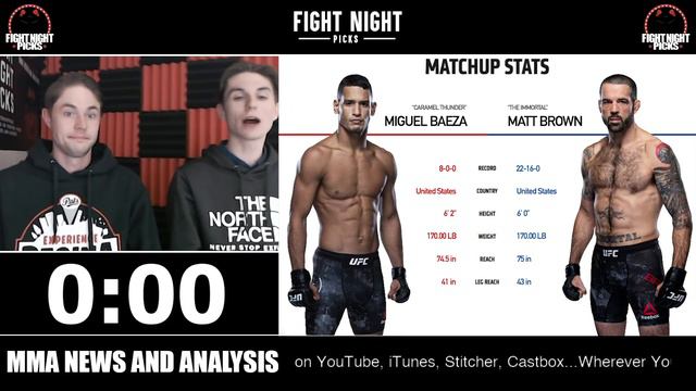 UFC Fight Night 172: Matt Brown vs. Miguel Baeza 2-Minute Prediction смотреть онлайн