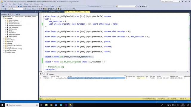SQL Server 2017: Возобновляемое Перестроение Индексов (Resumable Online Index Rebuild) смотреть онлайн