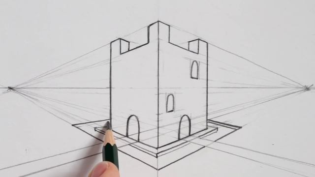 How to Draw using 2-Point Perspective: Draw a Castle Step by Step смотреть онлайн