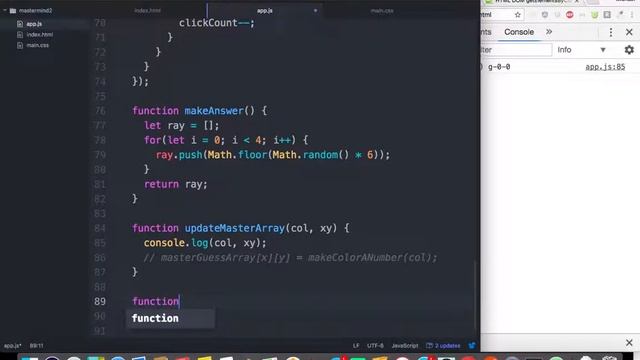 jQuery JavaScript HTML CSS Project based Tutorial - mastermind game part 8 смотреть онлайн