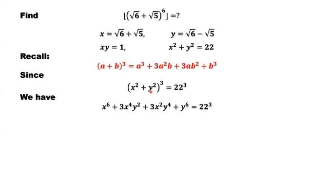 Find the Integer Part of (sqrt(6 )+ sqrt(5))^6 | Olympiad Math смотреть онлайн