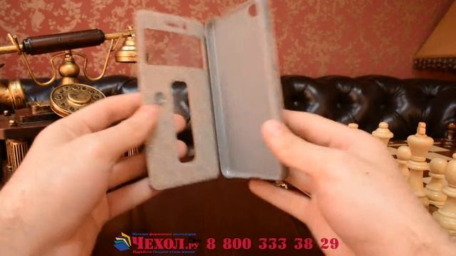Фирменный чехол-книжка для Lenovo S60 золотой с окошком для входящих вызовов и свайпом смотреть онлайн