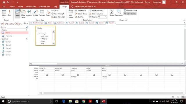 Query by example (QBE) in MS Access смотреть онлайн
