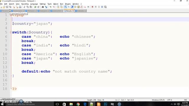 switch case in php смотреть онлайн