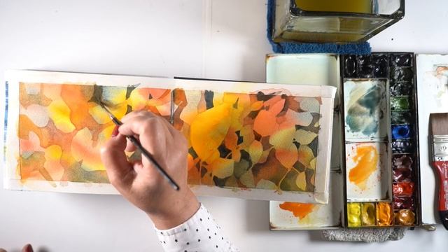 How to watercolor a pile of leaves (realtime) смотреть онлайн