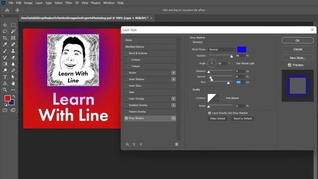 How To Add A Drop Shadow To Text Or Images In Adobe Photoshop смотреть онлайн