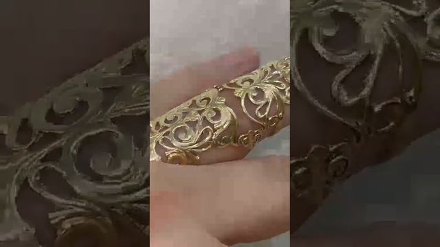 Золотое роскошное кольцо Жади на весь палец 585 смотреть онлайн