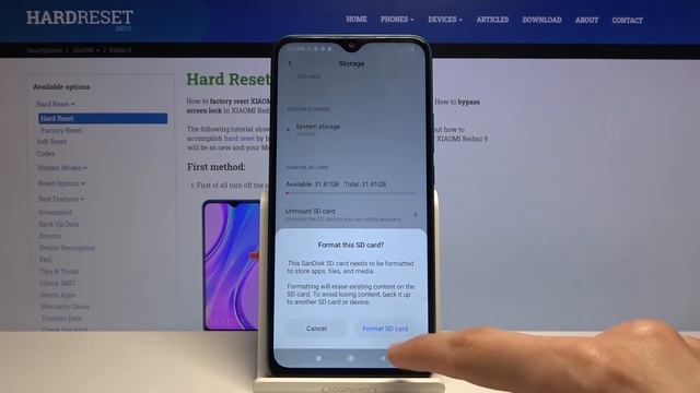 How to Format SD Card in XIAOMI Redmi 9 – Erase External Storage смотреть онлайн