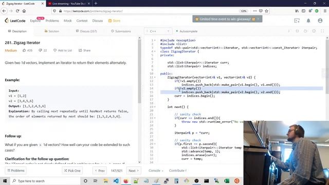 Zigzag Iterator (Medium), C++, Leetcode смотреть онлайн