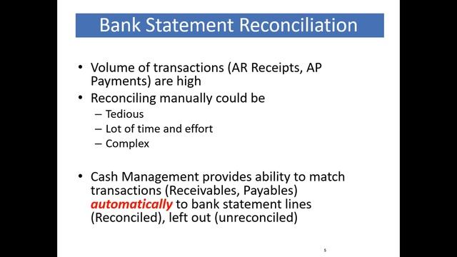 Oracle Cash Management Bank Statement Reconciliation смотреть онлайн