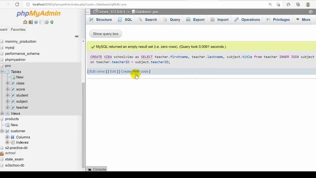 create sql view on phpmyAdmin with joining two tables, show the updating data on view. смотреть онлайн