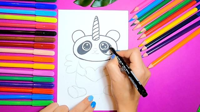 УЧИМСЯ рисовать ПАНДУ - ЕДИНОРОГА | #DRAWINGS смотреть онлайн