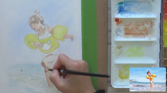 FUN Watercolour FIGURE PAINTING Of A Child | New ART SUPPLIES And LOOSER STYLE Seascape Background!
