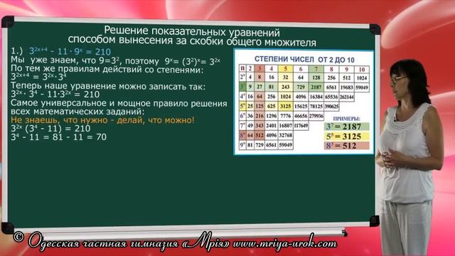 Решение показательных уравнений способом вынесения за скобки общего множителя смотреть онлайн