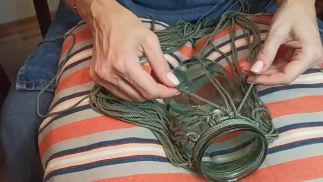 Декорирование банки в технике макраме смотреть онлайн