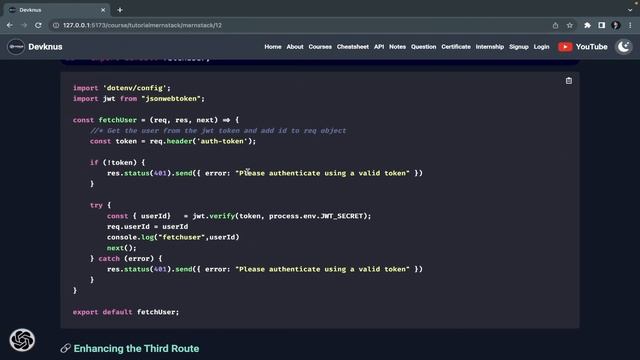 Creating a middleware to decode user from a JWT | Mern Stack Tutorial in Hindi 2023 #12 смотреть онлайн