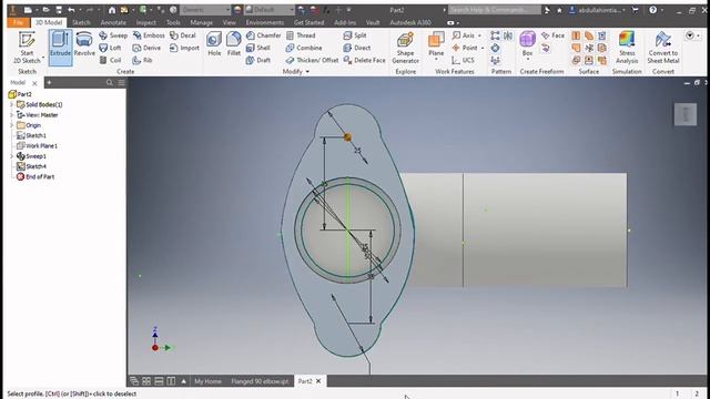 Elbow 90 degree flanged Autodesk Inventor смотреть онлайн