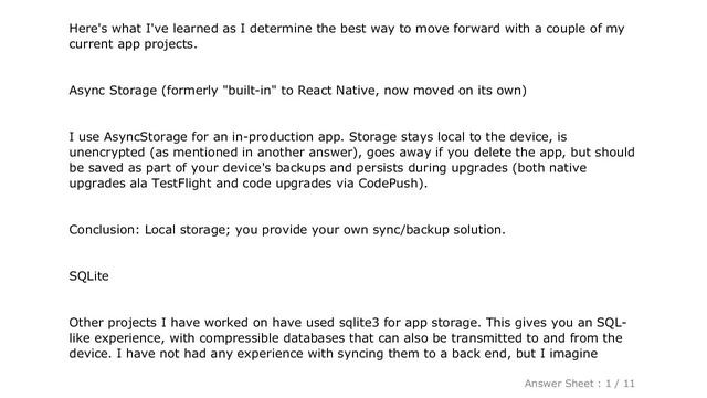 Android : What are my options for storing data when using React Native? (iOS and Android) смотреть онлайн