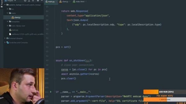 webrtc server fastapi | потоковое видео