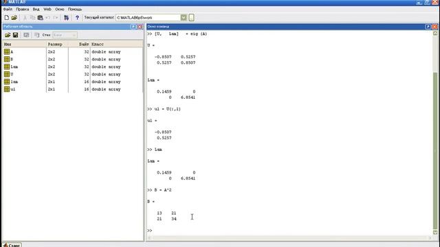 MatLab. 6.6d. Собственные числа и векторы матриц, функции матриц смотреть онлайн
