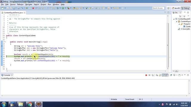 Java String [contentEquals(StringBuffer sb) method] | Java Tutorial смотреть онлайн