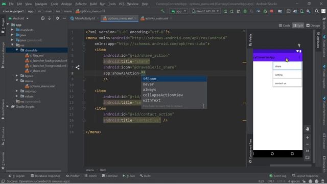 34) كورس برمجة تطبيقات الأندرويد بالكوتلن - all about menus in android смотреть онлайн