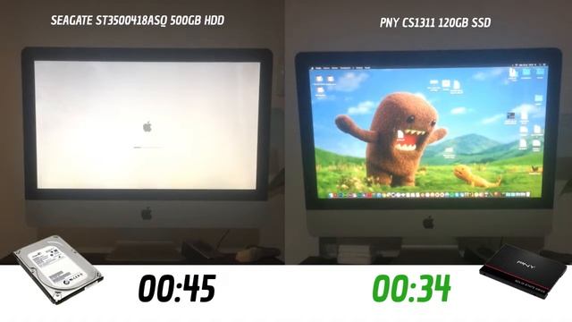 iMac 21,5 (late 2009) HDD vs SSD Boot up test смотреть онлайн