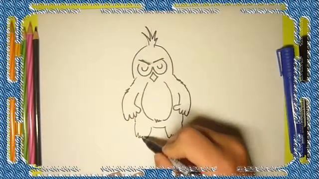 How To Draw Angry Birds Step By Step - Red Bird / Как нарисовать Энгри бердс Ред