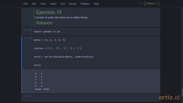 Pandas - Ejercicio 15: Cambiar el Orden de los Índices de un Objeto Series смотреть онлайн