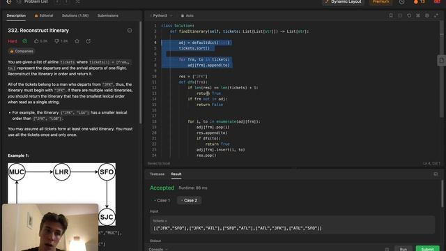 Reconstruct Itinerary | 332 Leetcode | Python3 смотреть онлайн