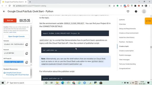 GSP094 Google Cloud Pub Sub using Python смотреть онлайн