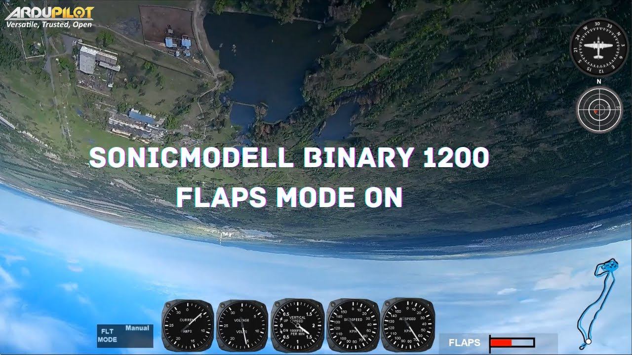 Sonicmodell Binary 1200. Полеты с выпущенными закрылками и планирование. Инверт
