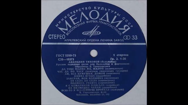 Russian Folk Songs For Balalaika And Piano, SIDE 1,  Anatoly Tikhonov, Balalaika