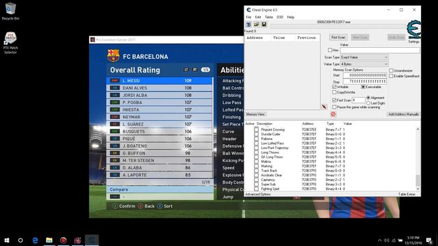 PES 2017 Cheat Player Stats Using Cheat Engine. WORK on ML & BAL смотреть онлайн