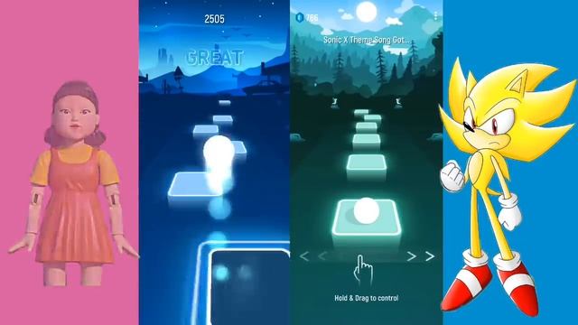 Squid Game vs Super Sonic - Tiles Hop Edm Rush смотреть онлайн