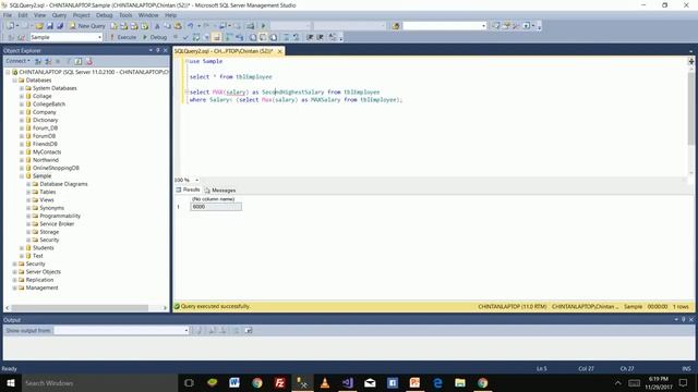 SQL SERVER : How to find Second Highest Salary using MAX function смотреть онлайн