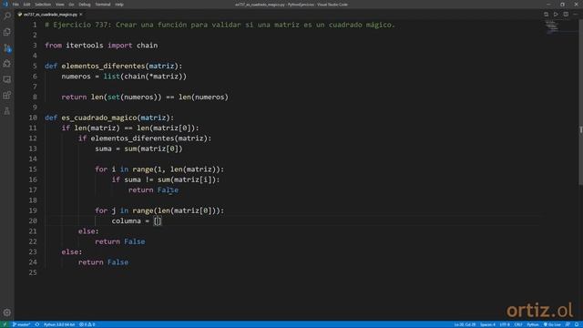 Python - Ejercicio 737: Crear una Función para Validar si una Matriz es un Cuadrado Mágico смотреть онлайн