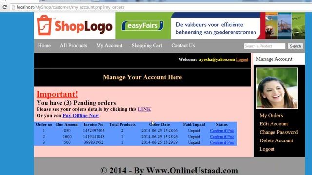 E-Commerce website in PHP & MySQL in Urdu/Hindi part 43 customer account order date смотреть онлайн