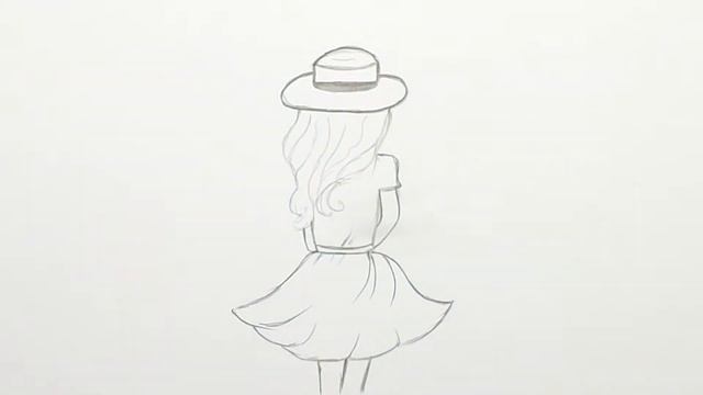 Как нарисовать Девушку. Рисунки для скетчбука, скетчи. Просто рисуем Девушку в платье и шляпе. #612 смотреть онлайн